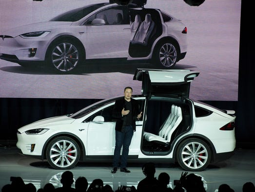 Tesla Motors CEO Elon Musk unveils the Model X at