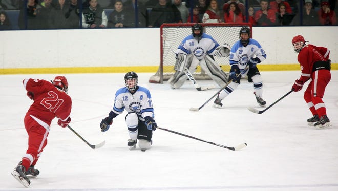 Suffern plays North Rockland in a Section 1 Division 1 semifinal of hockey Sport-O-Rama in Monsey at Feb. 26, 2016. 