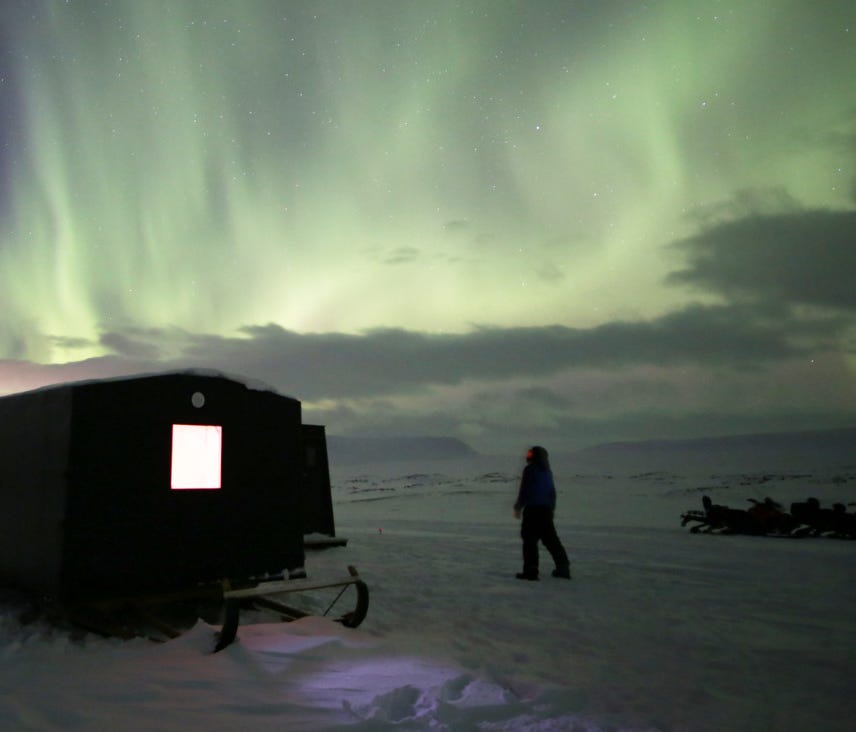 The camp has two mobile, two-person huts strategically placed in a prime viewing location. The hut roofs are made of glass so guests not only get to stargaze, but, if they're lucky, they will catch a glimpse of the aurora borealis.
