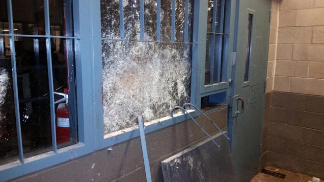 Windows were destroyed during a riot at the Management & Training Corp. private prison outside Kingman in July.