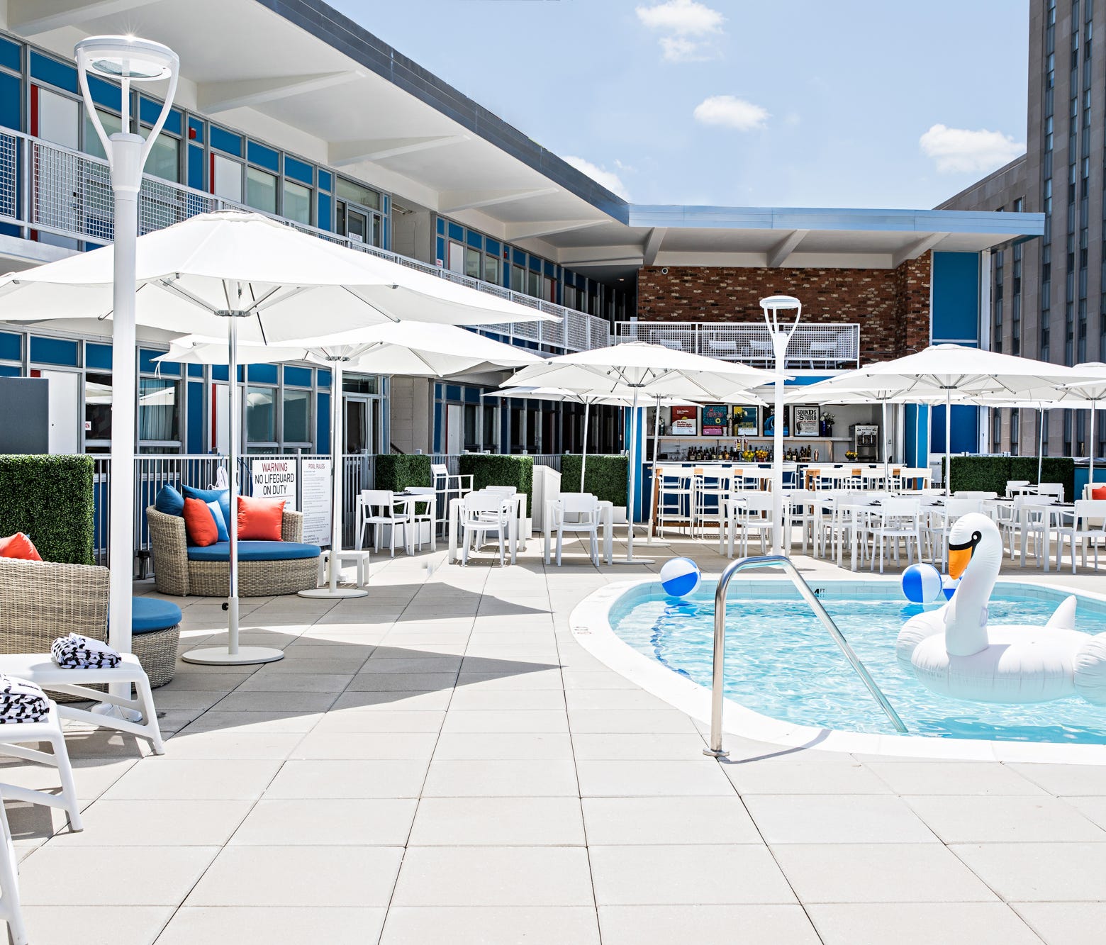 The new Unscripted Hotel in Durham, N.C., has a pool.