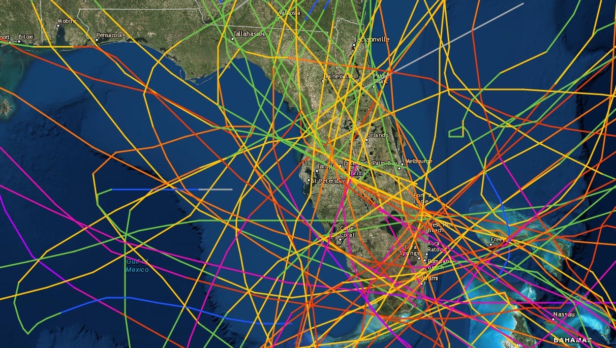 Florida Hurricane History Map - Map in the World