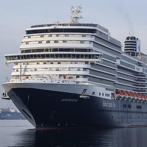 The Holland America cruise ship Koningsdam arrives