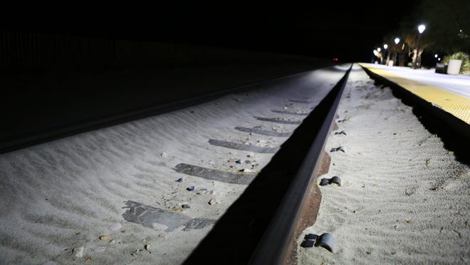 The Palm Springs North Amtrak train station is empty in the early morning hours of May 15, 2015. A train traveling through Indio struck and killed a woman on Friday, Sept. 6, 2019, officials said.