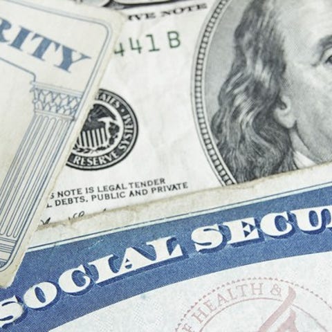 Social Security card with money