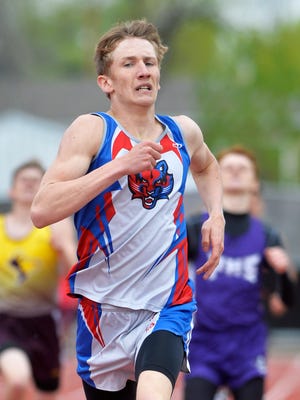 Denton-Geyser-Stanford's Kordell Carpenter leads the field in the 800 last week during the Ralph Halverson Northern C Divisional Track Meet,