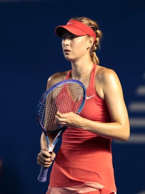 Russian Maria Sharapova looks on during the game against Slovakian Magdalena Rybarikova during their match at the Mexican Open in Acapulco, Mexico.