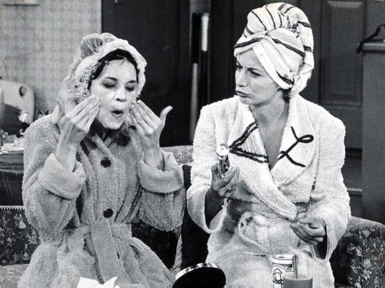 Cindy Williams, left, and Penny Marshall in a scene