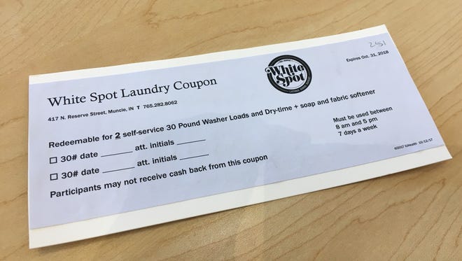 An example of a laundry voucher, part of a program started by Ashley Hunter and initially funded by the IU Health Ball Memorial Foundation.