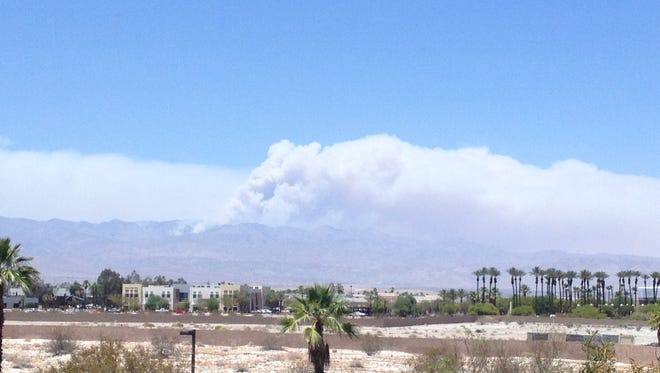 A plume of smoke developed on the eastern portion of the Lake Fire Wednesday. It's visible across the Coachella Valley.