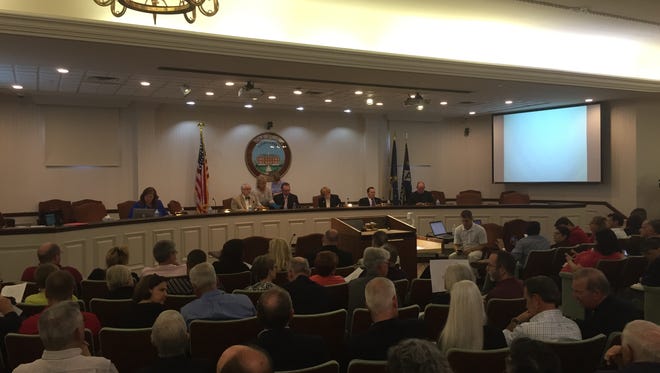The Carmel City Council chambers were packed Monday.