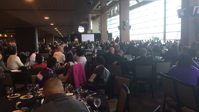 A crowd of about 500 gathered at Nissan Stadium where the Tennessee Titans play in Nashville for the Mr. Football awards ceremony.