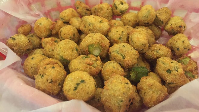 Deep-fried okra bites from the Mustard Seed Restaurant in Midtown are light and gently crisp.