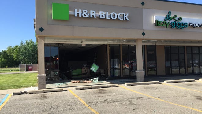 A man crashed into H&R Block Friday when he accidentally hit the gas pedal instead of his brake.