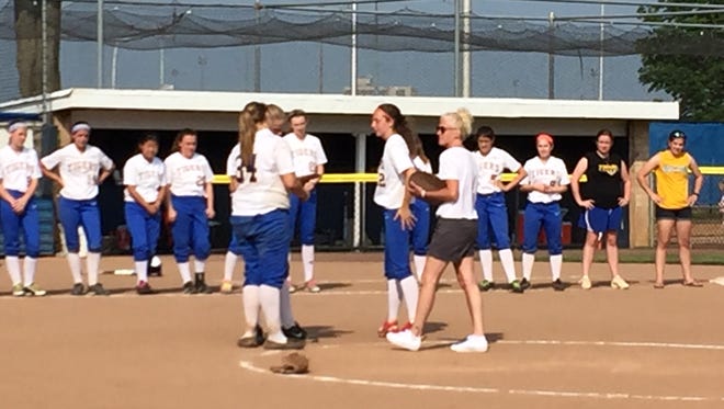 North Salem receives the runner up plaque as they lose to Section 8's East Rockaway 3-1 in the Class C softball regional final Saturday at Hofstra University
