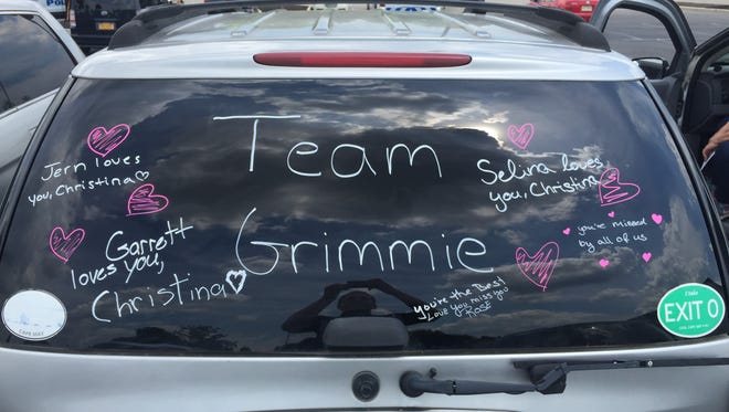 A car in the parking lot at Fellowship Alliance Chapel in Medford, where a viewing and memorial service for Christina Grimmie are being held Friday.