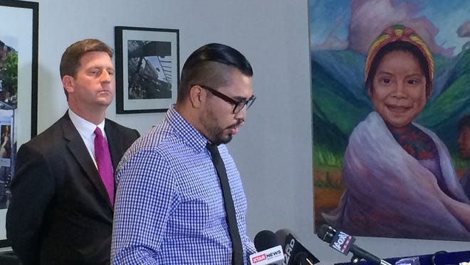 Phoenix Mayor Greg Stanton (left) and "dreamer" Ramon Chavez denounced Donald Trump on Aug. 31, 2016, during a press conference at the Arizona Latino Arts and Cultural Center before Trump's planned speech in Phoenix.