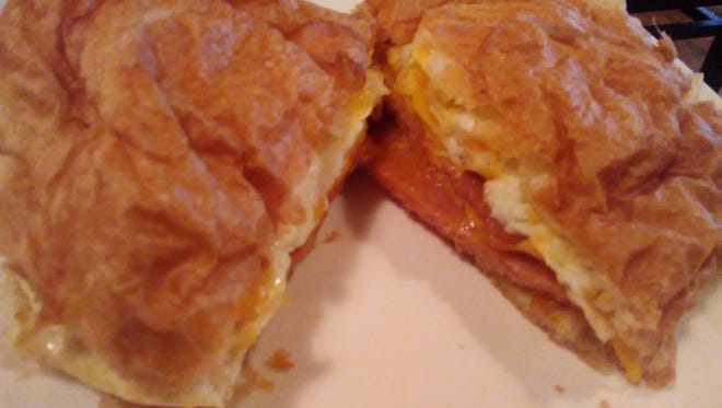 Taste of Grace Cafe's croissant melt is  a Trenton pork roll, eggs fried over medium and topped with a thick layer of melted cheddar cheese on a flakey, buttery croissant.