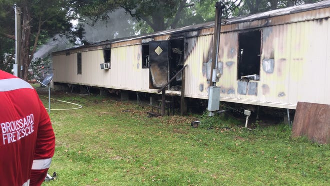 A mobile home was heavily damaged in a fire early Friday morning.