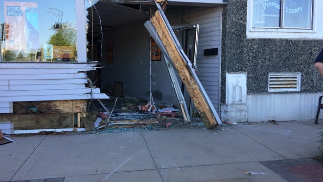 A car crashed into the front of Boost Mobile in Stevens Point on Thursday afternoon.