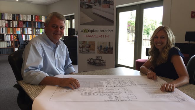 Fairport-based Workplace Interiors is evolving office spaces. Pictured are COO David Sweeney and Senior Account Manager Liz Kiefer.