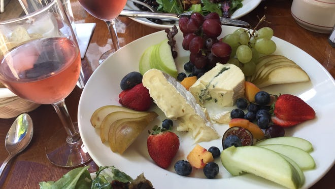California rose goes perfectly with the cheese and fruit plate at the Back Porch Cafe in Rehoboth Beach.