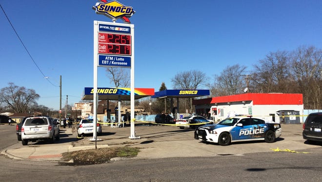 Three people were shot and killed Monday morning at a gas station in the 22000 block of Fenkell Avenue on Detroit's west side.
