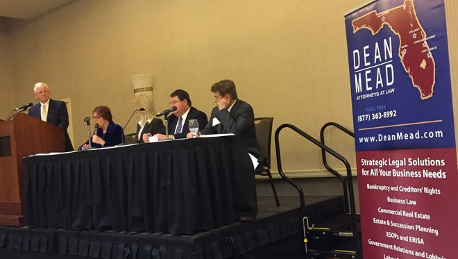 Florida Sen. Dorothy Hukill (far left), Sen. Debbie Mayfield; Rep. Randy Fine and Rep. Thad Altman on Wednesday took part in a "Legislative Update," breakfast co-hosted by the Dean Mead law firm and the Economic Development Commission of Florida’s Space Coast.