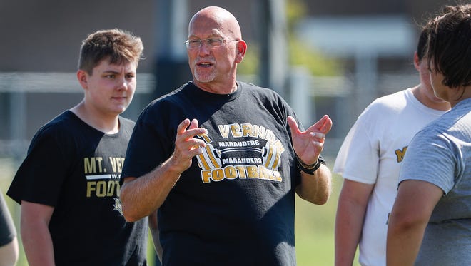 High school football coach Mike Kirschner resigned after leading Ben Davis high school to a perfect season and a state title. He has now took on a new challenge as head coach at Mt. Vernon high school in Fortville.