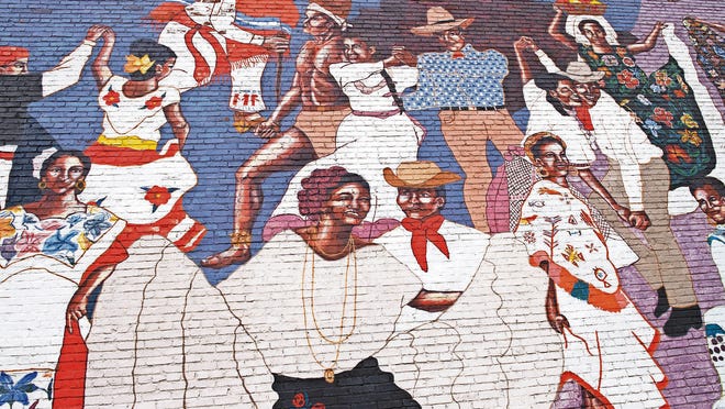 El Baile de la Vida, or "The Dance of Life," is a part of the downtown Avenue of Murals project, and a tribute to Mexican folklorico dancing.
