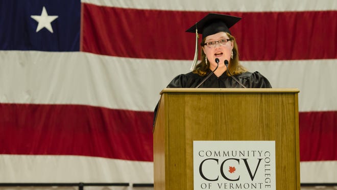 Karri Benoir was selected by the class to be a speaker at the 2013 Community College of Vermont graduation in Northfield