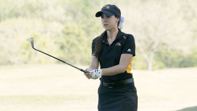 Tate High grad Miranda Holt has posted team best total for Southern Mississippi after two rounds of Conference-USA Tournament.