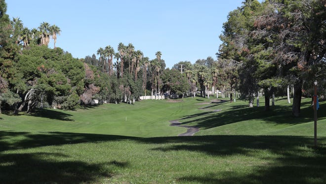 The remnants of one of the holes at the closed Rancho Mirage Country Club can still clearly be seen. The course could re-open in 2020 under a new agreement.