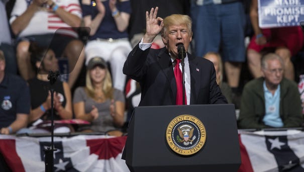 President Trump speaks during a rally on June 21,...