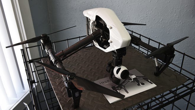 A DJI Inspire 1 drone, which is the same model that the Lincoln County Sheriff's Office purchased, Friday, May 6, 2016, at Aerial Horizons Commercial Drone Systems in Sioux Falls. 
