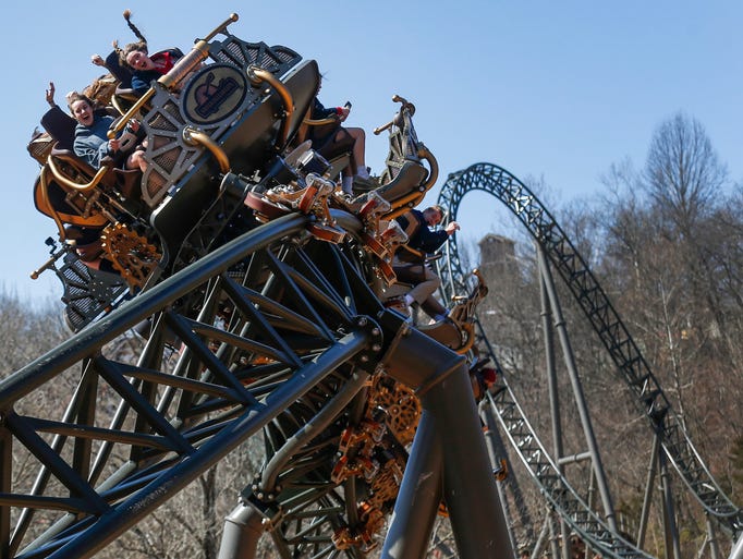 First rides on Time Traveler, Silver Dollar City's new roller coaster