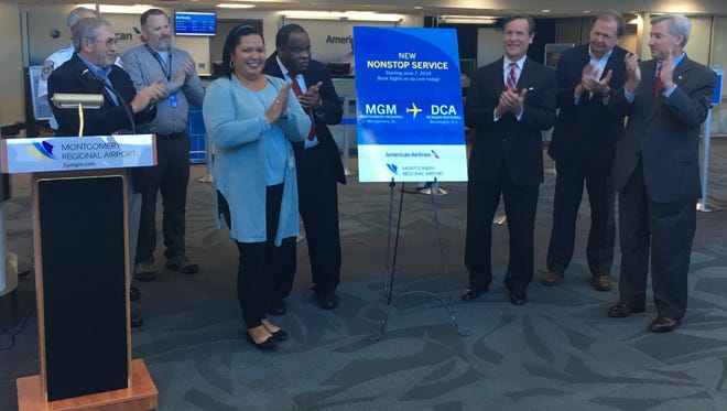 Officials applaud the announcement of direct flights between Washington DC and Montgomery