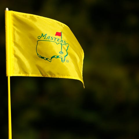 Masters pin flag at the 7th hole during the...
