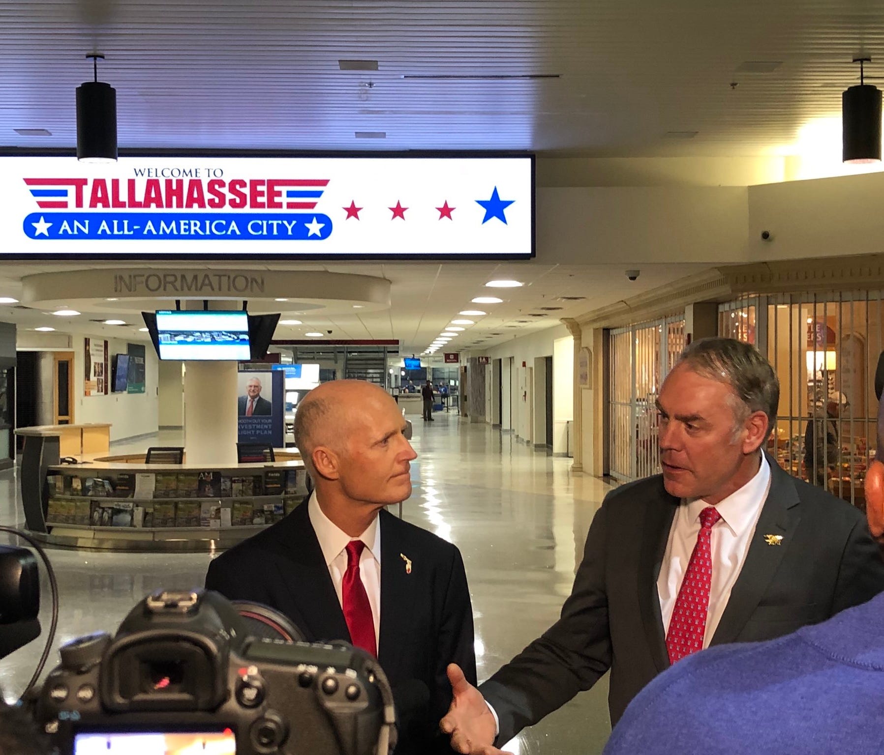 Gov. Rick Scott meets with House Department of the Interior Secretary Ryan Zinke on Jan. 9 to discuss offshore drilling in Florida.