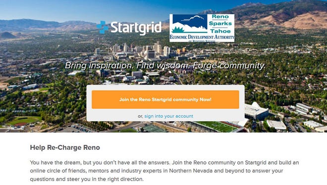Screenshot of the Startgrid Reno home page