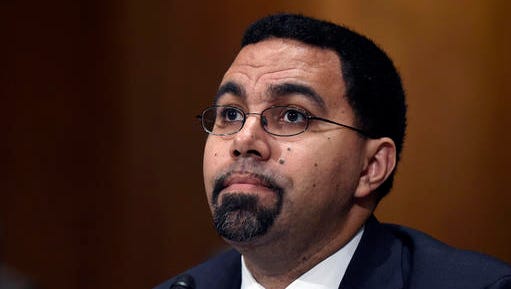 In this Feb. 25 file photo, now-Education Secretary John King Jr. is seen on Capitol Hill in Washington. Thousands of low-income students in nearly two dozen states will soon be able to get federal grants to take college courses while still in high school, part of a program the Obama administration plans to begin this summer.