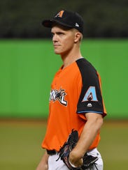 Starter Zack Greinke, seen Monday at batting practice,