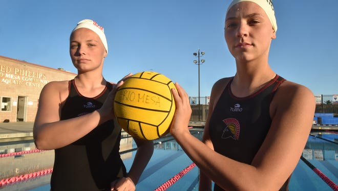 Anna Lowe, left, a junior, and sister Megan Lowe, a freshman, are leading the way for the Rio Mesa High girls water polo team.
