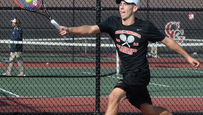 Richmond fell to North Central 4-1 in the IHSAA boys tennis state quarterfinals Friday, October 14, 2016 at Center Grove High School. Senior Eric Hollingsworth advanced in the individual tournament.