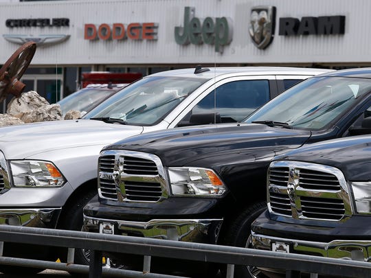 Ram pickup trucks sit on a dealership lot in Fairfield, Texas, USA, 12 May 2017. Fiat Chrysler recalled over a million Dodge Ram pickup trucks because of a software problem.