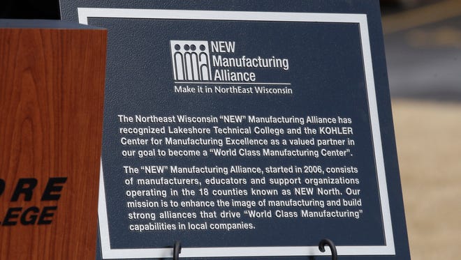 A special marker was unveiled Friday March 27, 2015 at Lakeshore Technical College in Cleveland honoring the NEW Manufacturing Alliance.