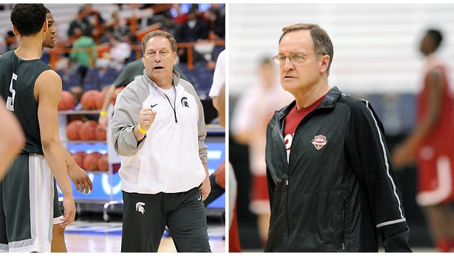 MSU coach Tom Izzo and Oklahoma coach Lon Kruger coach their teams' respective practices Thursday in Syracuse, N.Y., in preparation for Friday night's Sweet 16 matchup. 15 years ago, Izzo turned down the NBA's Atlanta Hawks and Kruger took the gig.