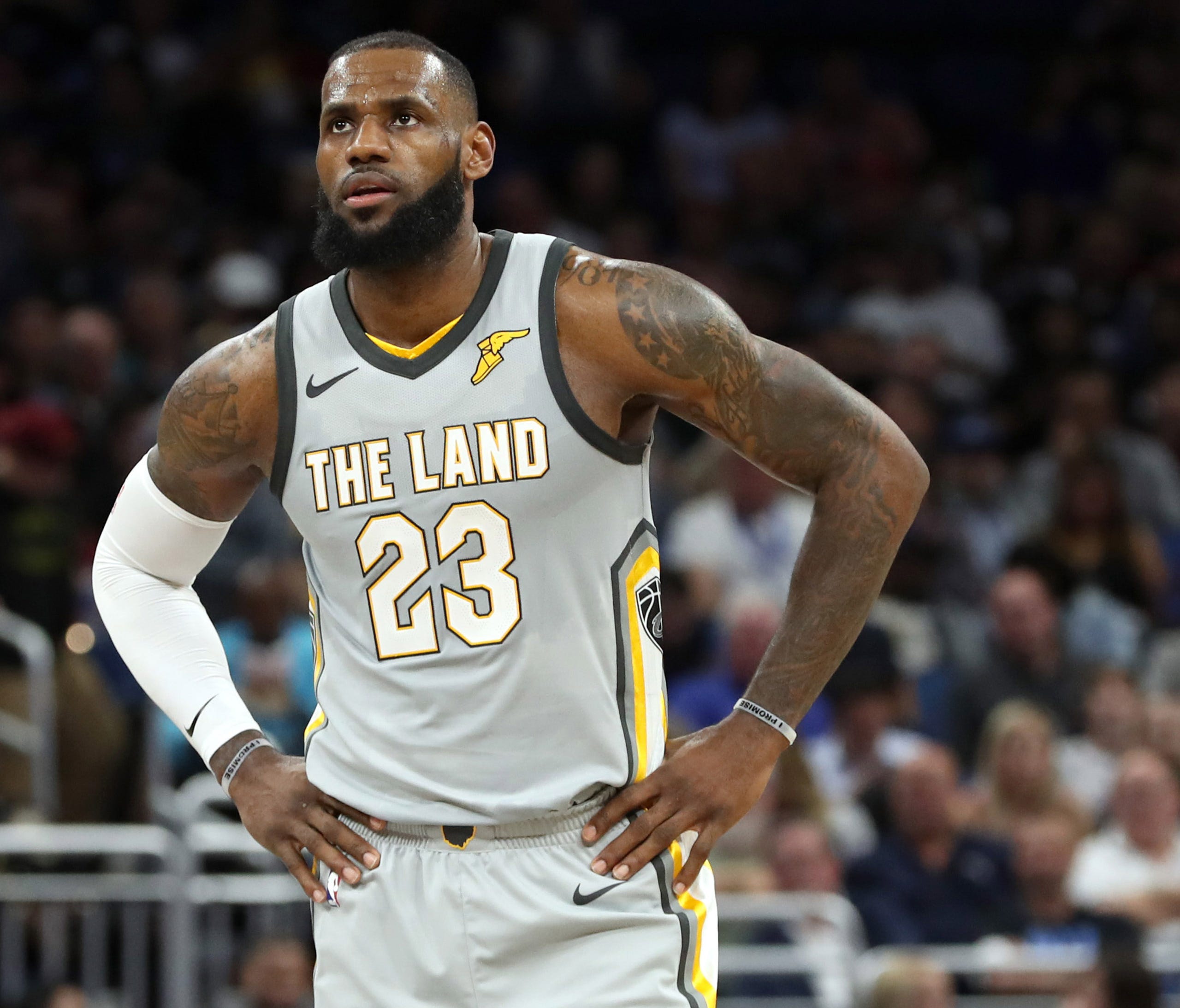 Cleveland Cavaliers forward LeBron James during the second quarter of a game at Amway Center.