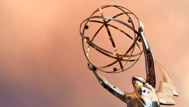 Emmy Statue is seen in front of the Television Academy during the red carpet for the 68th Los Angeles Emmy Awards featuring Niecy Nash, Jason George, Mary Holland, Florence Henderson and Larry King in North Hollywood, California, on July 23, 2016.  / AFP / Angela WEISS        (Photo credit should read ANGELA WEISS/AFP/Getty Images)