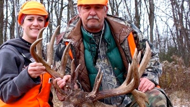 Mike Zettel of Algoma got the surprise of his hunting lifetime when this 19-point buck appeared just five feet from his tree stand during a northwest gale opening morning in the Black Ash Swamp.